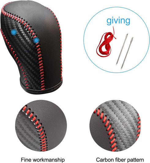 JIECHEN Auto Car Leather Gear Shift Knob Cover for Golf Jetta Passat Tiguan Atlas Beetle GLI Eos CC Golf TDI E-Golf Golf Sportwagen Jetta Hybrid G...