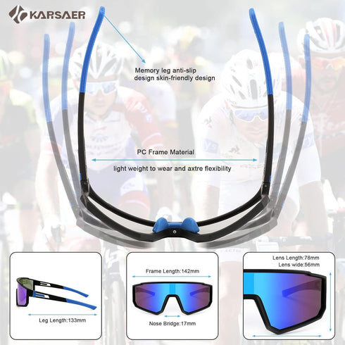 Karsaer Visison Polarized Cycling Riding Glasses Sports Sunglasses Men Women for Moutain Baseball MTB Bicycle...