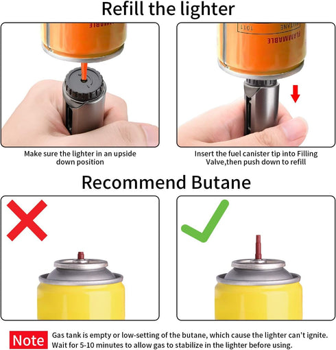 Butane Lighter Torch Long Lighter Refillable Jet Lighter Windproof Lighter with Visual Fuel Window Flexible Neck Lighter for Grill Fireplace Stove...