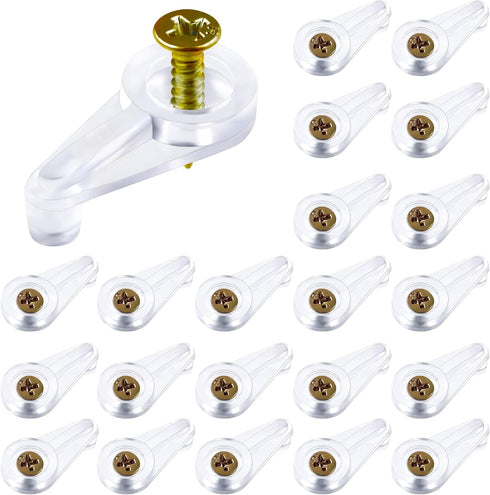 OIIKI 100Pack Glass Retainer Clips Kit, Transparent Glass Cabinet Clips with Screws, Door Panel Clips Repairing Replacements Window Dressing Hardw...