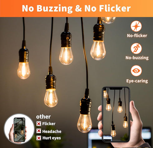 ALAMPEVER LED Outdoor Light Bulbs?S14 Replacement Bulbs for Outdoor String Lights?15 Pack Shatterproof & Waterproof E26 LED Bulbs?2200K Warm White...