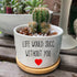 Life Would SUCC Without You - White Ceramic Engraved Mini Succulent Cactus Planter Pot, 3.5 inch Succulent Indoor Flower Plant Pots with Bamboo Tr...