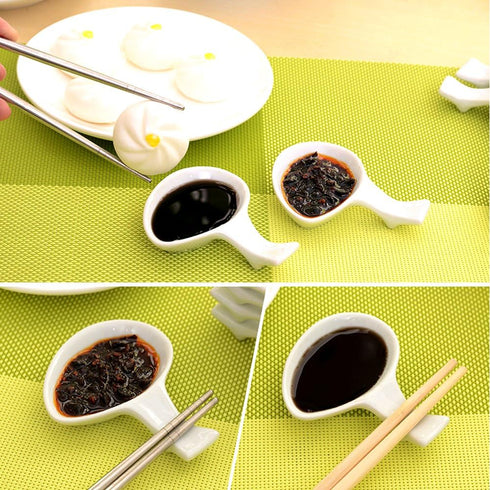 6 Pcs Chinese Fine Porcelain Chopsticks Spoon Fork Rest Holder Knife Holder (Set of 6)...