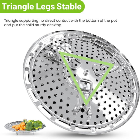 Vegetable Steamer Basket, Premium Stainless Steel Veggie Steamer Basket - Folding Expandable Steamers to Fits Various Size Pot (Extra Large (6.5" ...