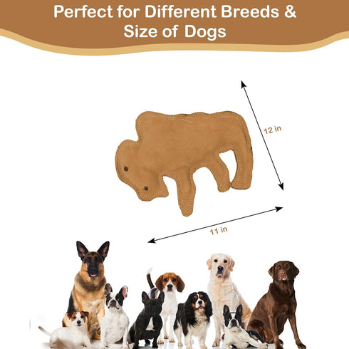 SPOT Dura-Fused Leather Buffalo - Dog Toy with Squeaker, Made With Real Leather and Jute Fabric, Interactive Toy for Aggressive Chewers, Durable S...