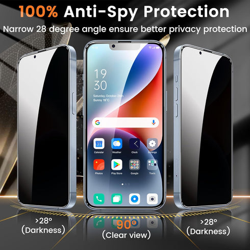 3+3 Pack Privacy Screen Protector for iPhone 14 6.1-Inch with 3 Pack Camera Lens Protector, Anti Spy Tempered Glass Film 9H Hardness Bubble Free C...