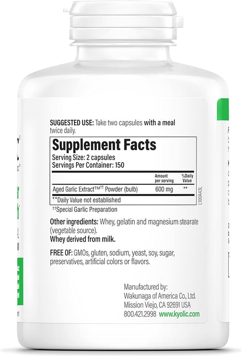 Kyolic Aged Garlic Extract Formula 100, 300 Capsules...