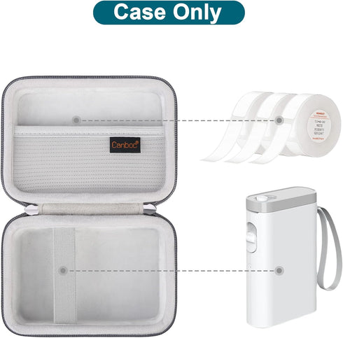 Canboc Hard Carrying Case Compatible with NELKO P21 Label Maker Machine, Portable Bluetooth Label Printer Box, Zipper Mesh Bag fits Label Paper an...