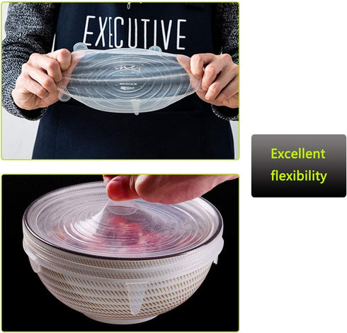 Silicone Stretch Lids Set Of 12 Elastic Reusable Microwave Food Covers Bowl Covers for Can, Cup and Glass Jars...