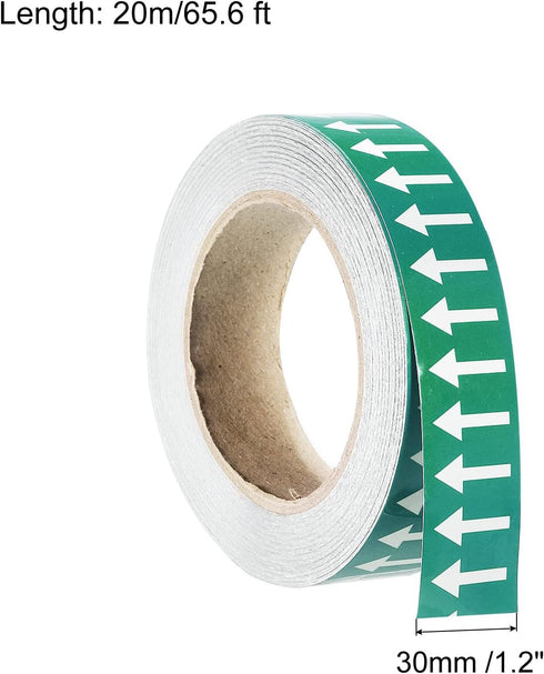 PATIKIL White on Green Color Arrow Tape Vinyl Stickers Arrow Labels 30mm/1.2" for Pipe Markers, 1 Roll...