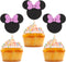 Mouse Cupcake Toppers Black and Pink Mouse Inspired Cupcake Toppers with Bow Glitter Mouse Cupcake Picks Baby Shower Wedding Kids Birthday Party C...