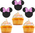 Mouse Cupcake Toppers Black and Pink Mouse Inspired Cupcake Toppers with Bow Glitter Mouse Cupcake Picks Baby Shower Wedding Kids Birthday Party C...