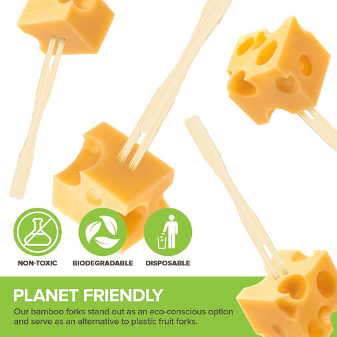 200 Bamboo Appetizer Forks, 3.5" Disposable Bamboo Fork for Charcuterie, Mini Forks for Appetizers, Cocktail Forks for Weddings, Small Appetizer P...