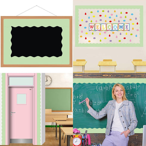 Fancy Land Mint Green Bulletin Board Border Scalloped Border Trim for Classroom 52ft One Roll...