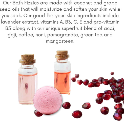 Vitabath Pomegranate Bellini Blush Bath Fizzies with Epsom Salt Relax Nourish Unwind Body & Mind Calming Aromatherapy for Muscle Soreness & Revivi...