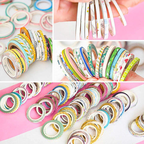 YUBX Exrta Slim Washi Tape Set Random Patterns 80 Rolls+ Bundle Gold Foil Super Skinny Decorative Masking Tape Scrapbook Tape for DIY Craft Art Pr...