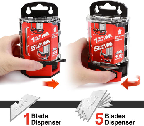 Goldblatt 100-Pack Utility Blades Premium Tempered SK2M Steel with Dispenser (G08283)...