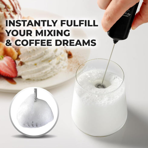Powerful Handheld Milk Frother Wand - Electric Hand Mixer - Portable Frother Handheld for Coffee - Mini Froth Drink Mixer for Lattes, Cappuccino, ...