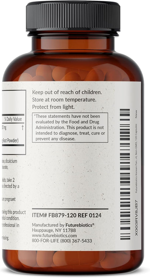 Futurebiotics Korean Panax Ginseng 1000 MG Per Serving Energy, Memory & Brain Health Support, Non-GMO, 120 Capsules...