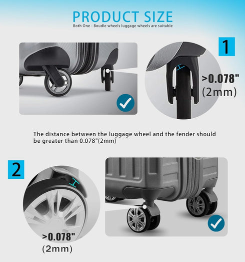 8 pack Luggage Wheel Covers,Adhesive Silicone Silent luggage wheel suitcase wheel covers protector covers Cover for Carry-on Luggage 2-2.6 inches ...