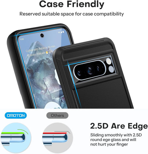 OMOTON 3+3 Pack for Pixel 8 Pro Screen Protector, 3 Pack for Google Pixel 8 Pro Tempered Glass, 3 Pack Camera Lens Protector, Fingerprint Compatib...