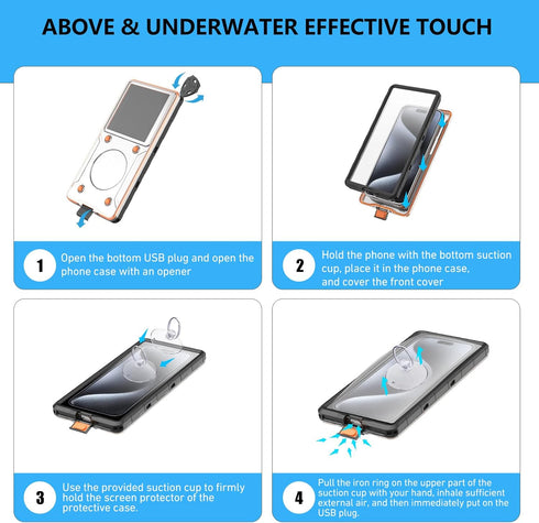 Waterproof Phone Case, IP68 Full-Body Rugged Dropproof Shockproof, 6.9'' Universal Outdoor Swimming Snorkeling Surfing Underwater Photo Video Prot...