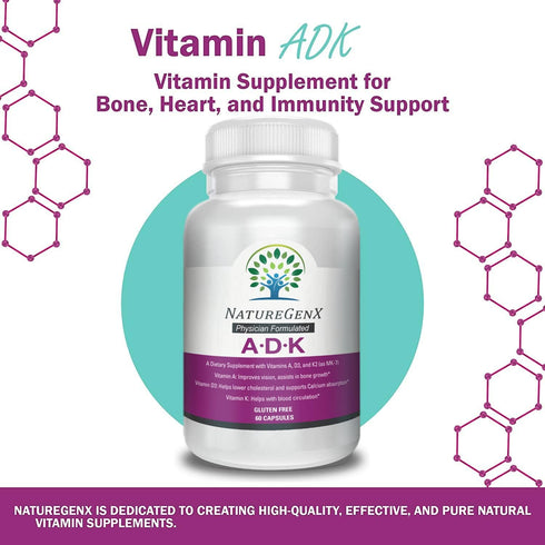 ADK Vitamin Supplement 5000 IU - High Potency Vitamins A, D3, and K2 for Bone Health and Calcium Absorption | Gluten-Free Vitamin ADK Supplement, ...
