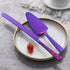 Purple Wedding Cake Knife and Server Set, Stainless Steel Cake Cutting Set, Cake Cutter and Pie Server for Wedding, Birthday, Party...