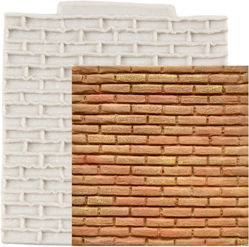 Rock Brick Wall Texture Fondant Molds Brick Wall Silicone Impression Mat For Cake Decoration Cupcake Topper Chocolate Candy Polymer Clay Gum Paste...