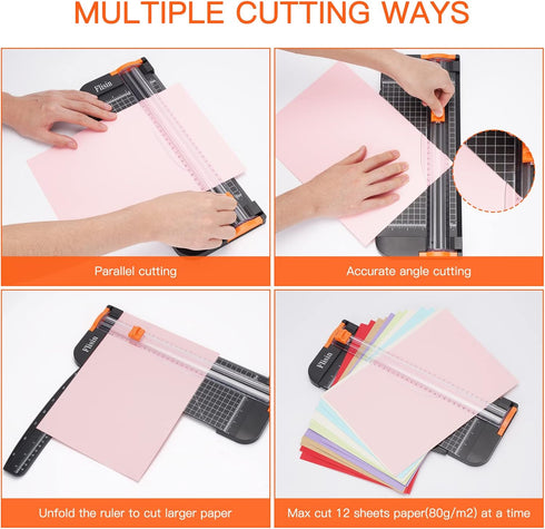 Paper Cutter,Portable Paper Slicer,12 Inch Paper Trimmer Scrapbooking Tool with Automatic Security Safeguard and Side Ruler for Craft Paper,A4 Pap...