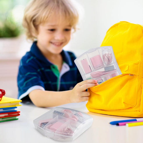 Mini Office Supply Kit Includes Stapler Tape Dispenser Staple Remover Paper Clips Scissor Staples Pen Sharpener Note Small Telescopic Knife for Of...