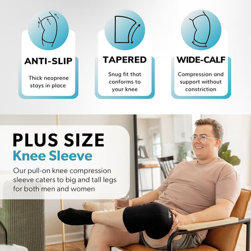BraceAbility Plus Size Neoprene Compression Knee Sleeve - XXXL Support Brace for Bariatric Men and Women with Arthritis Joint Pain or Kneecap Inst...