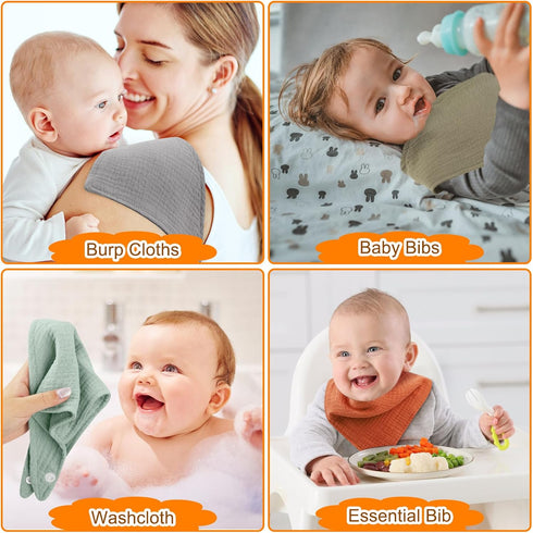 Accmor 10 Pack Muslin Baby Bibs Baby Bandana Drool Bibs 100% Cotton Baby Bibs for Teething and Drooling, Soft Bibs for Baby Girls Boys...