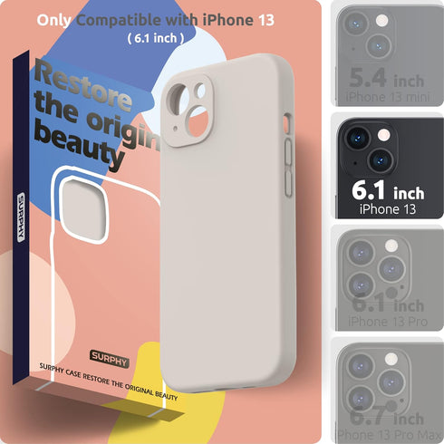 SURPHY Compatible with iPhone 13 Case with Screen Protector, (Camera Protection + Soft Microfiber Lining) Liquid Silicone Phone Case 6.1 inch 2021...