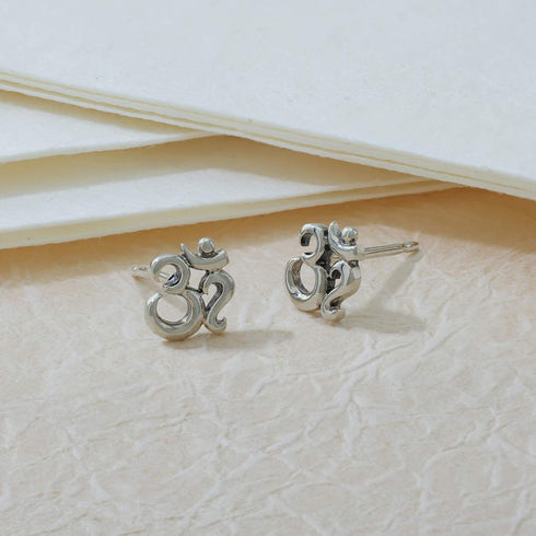 Boma Jewelry Sterling Silver Om Spiritual Symbol Stud Earrings...