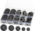 100 Pcs Black Resin Sewing Buttons, 4-Hole Craft Suit Coat Shirt Buttons, 5 Sizes, Round Mixed, with Compartment Storage Box, Suitable for Sewing,...