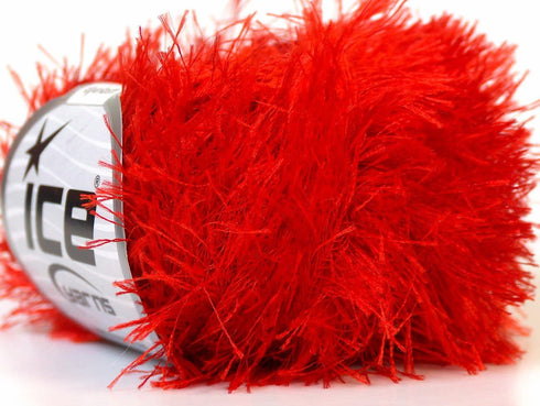 Bright Red Eyelash Yarn 50 Gram Ice 22761......