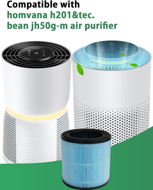 BBT BAMBOOST H201 HEPA Filter Compatible with TEC.Bean JH50G-M and Homvana H201 Air Purifier, H13 3-in-1 True HEPA and High-Efficiency Activated C...