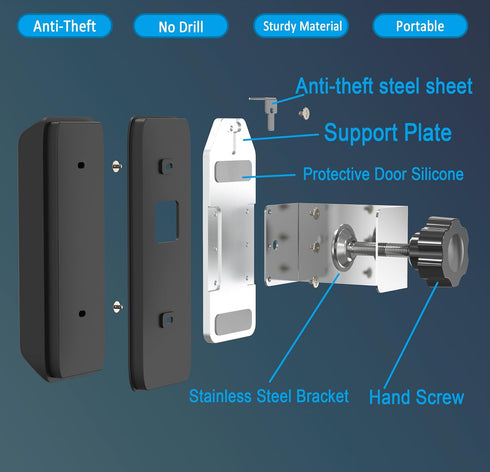 Anti-Theft Doorbell Door Mount Compatible with eufy Doorbell S330 (T8213) (Battery-Powered),Metal Mount Made of High-Hardness Stainless Steel,No D...