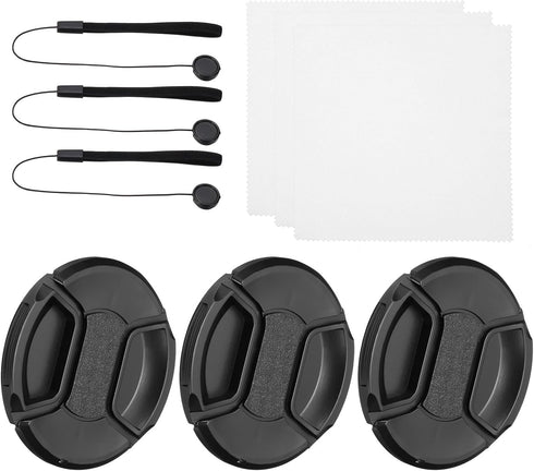 PATIKIL 95mm Lens Cap Set, 3Pack Sides Pinch Snap Camera Lens Cover for Front Len Suitable for 95mm Thread Universal DSLR Lenses for Nikon, for Fu...