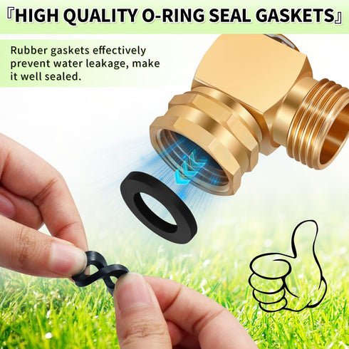 Boltigen 2PCS 90 Degree Hose Swivel Elbow, Brass Garden Hose Swivel Adapter Fitting, 3/4 GHT Garden hose Extension Connector, Garden Hose Kink Pro...