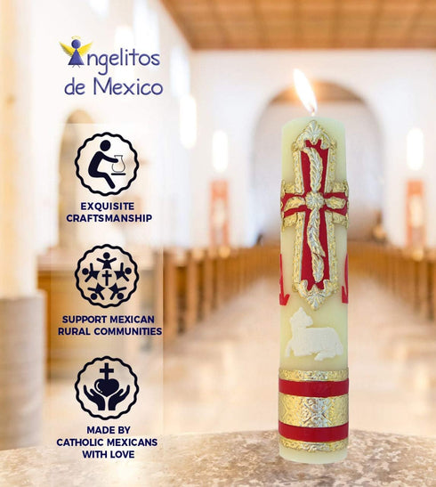 Easter Lent Candle Alpha Omega Sheep Catholic Candle...