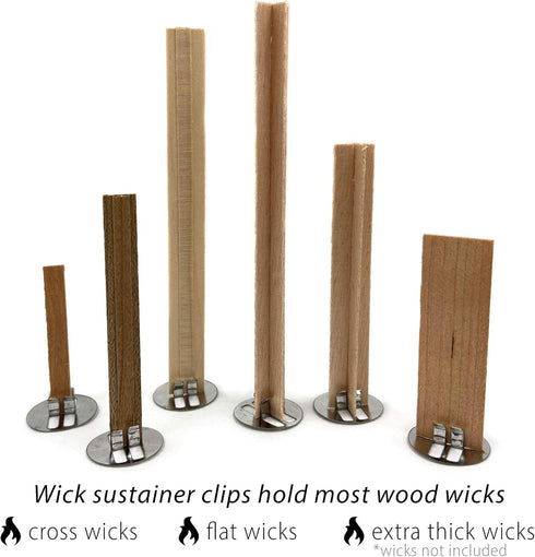 Hemlock Park Universal Wood Wick Clips for Candles | Sustainer Tabs Fit Most Wooden Wicks | Longer Burn Time & Less Wasted Wax (100 Pack)...