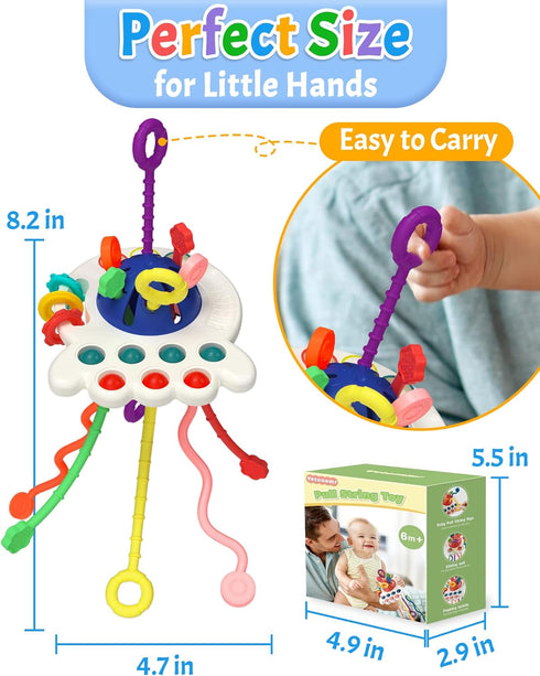 Baby Sensory Montessori Toy, Pull String Teething Toy, Birthday Gift Travel Toy for Boy Girl Infant Toddlers...