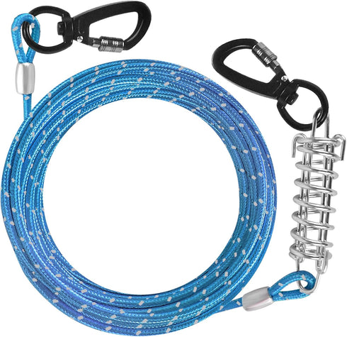 Dog Tie Out Cable 10ft/15ft/20ft/30ft Dog Runner for Yard and Outdoor with Swivel Hook Green/Blue/Purple Reflective Lead Dog Chains for Training M...