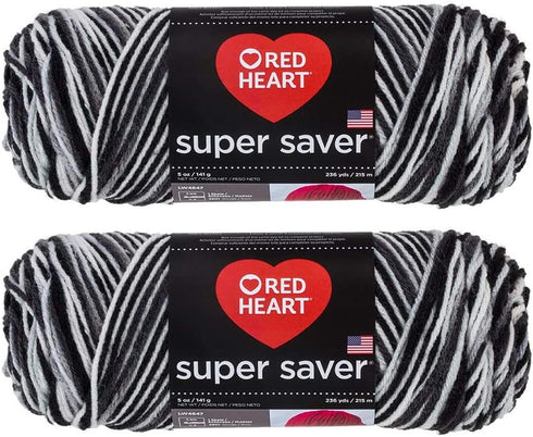 Bulk Buy: Red Heart Super Saver (2-Pack) (Zebra Print, 5 oz Each Skein)......