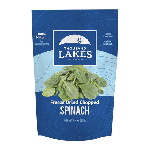Thousand Lakes Freeze Dried Vegetables - Spinach 1.4 ounces | 100% Veggies | Nothing Added | Excellent Source of Iron...