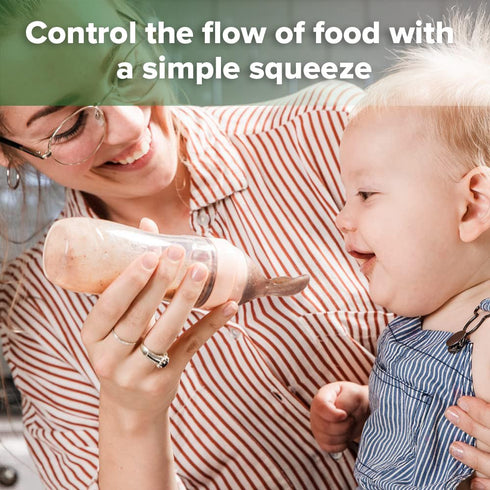 Haakaa Silicone Baby Food Dispensing Spoon Feeder 4oz - Infant Squeeze Cereal Feeder, Baby Fresh Food Feeder, Feed Bottle for Puree, Solid Baby Fo...