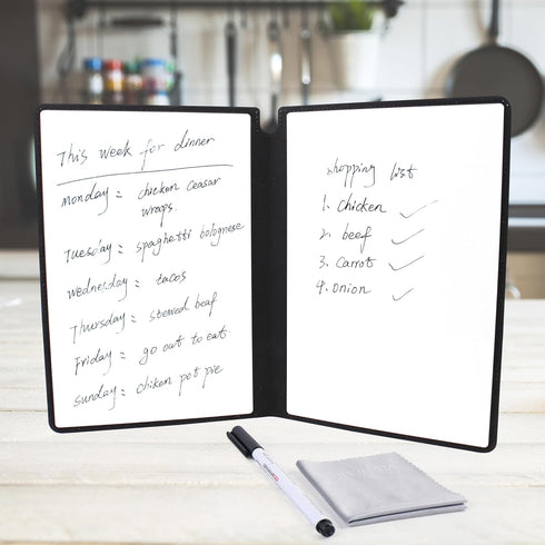 Whiteboard Notebook, Portable Dry Erase White Board Book Reusable Whiteboard Erasable Double-Sided Meeting Notebook with Marker Pen for Business O...