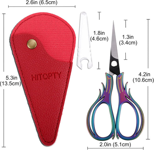 Embroidery Scissors Knitting Scissor Small Crafting Shears with Leather Case Little Scissors Cover for Sewing Threading Needlework DIY Tool 4.2in ...